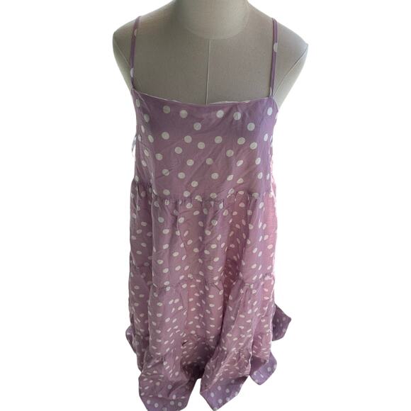 Charlie Holiday Anthropologie Purple Polka Dot, Linen, Summer Maxi Dress NWT-8 - Picture 2 of 13